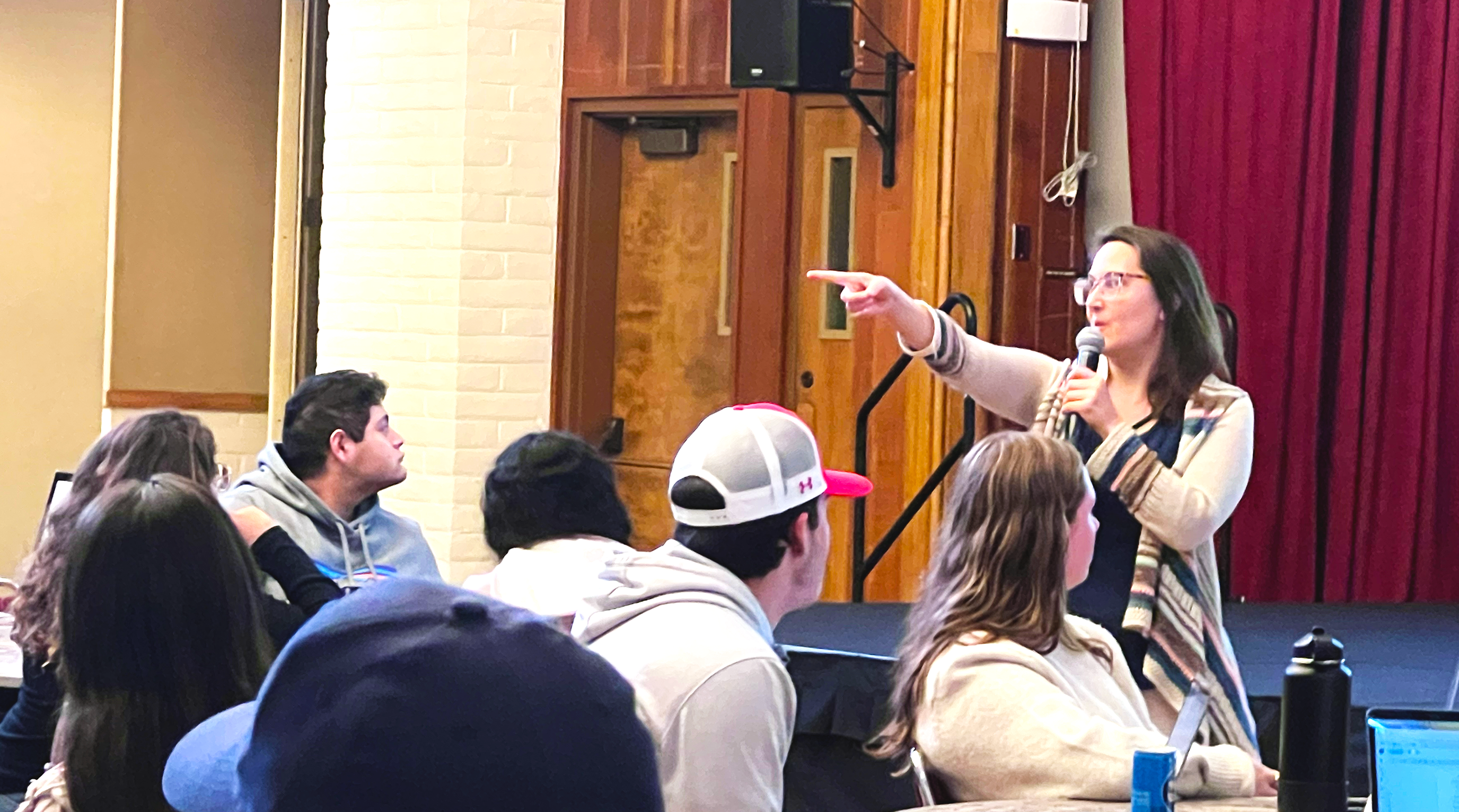 Deanna Zibello leading an Informal Curriculum event in the Moraga Room during an Informal Curriculum workshop