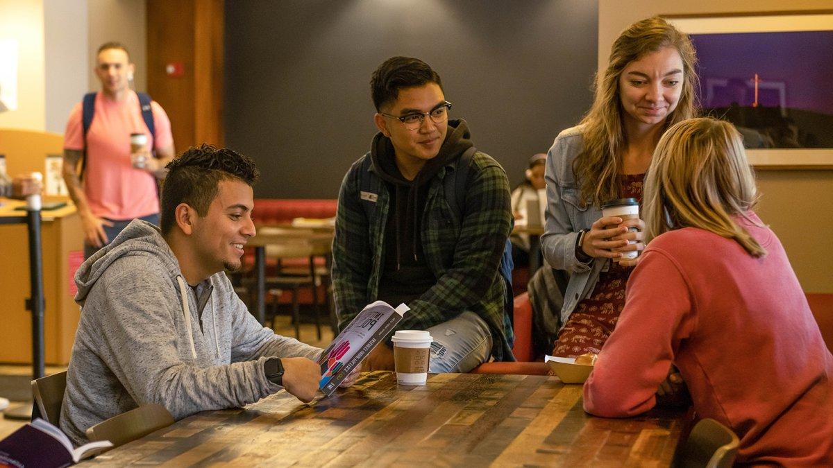 Students hanging out in Cafe Louis